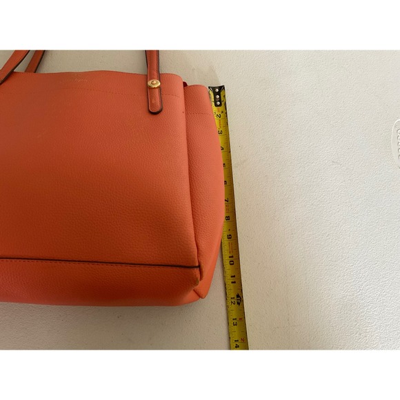 Nanette Lepore Coral Orange Pebbled Leather Bag Shoulder Purse Gold Hardware - Picture 7 of 8